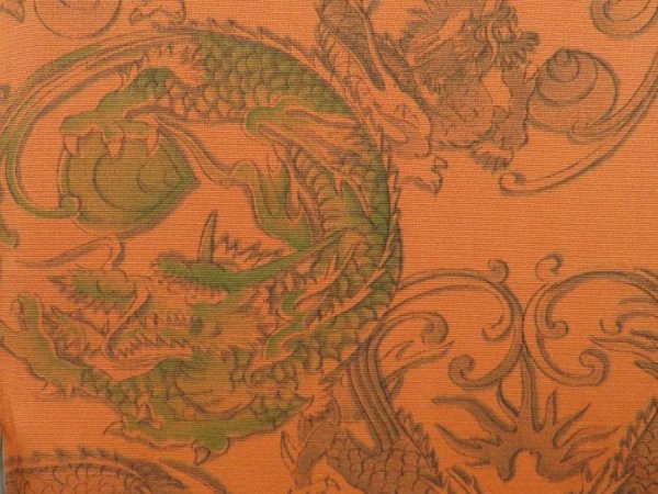Photo4: 5411T05z550 Vintage Japanese Kimono Silk HAORI Dragon Orange-Brown (4)