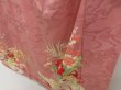 Photo4: 5411T10z640 Antique Japanese Kimono Silk TSUKESAGE Flower cart Dull pink (4)