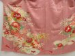 Photo5: 5411T10z640 Antique Japanese Kimono Silk TSUKESAGE Flower cart Dull pink (5)
