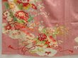 Photo6: 5411T10z640 Antique Japanese Kimono Silk TSUKESAGE Flower cart Dull pink (6)