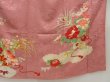 Photo7: 5411T10z640 Antique Japanese Kimono Silk TSUKESAGE Flower cart Dull pink (7)