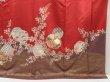Photo7: 5411T13z1020  Japanese Kimono Silk TSUKESAGE Yukiwa Dark red (7)