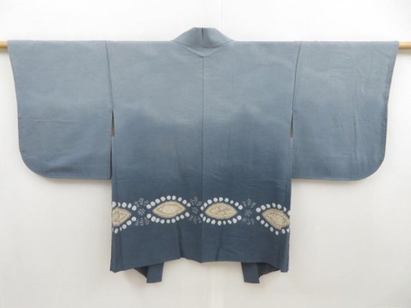 Photo1: 5413T02z540 Vintage Japanese Kimono Silk HAORI  Dull light blue (1)