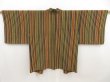 Photo1: 5413T03z620 Vintage Japanese Kimono Silk HAORI Stripe Raw sienna (1)
