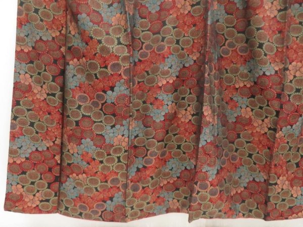 Photo4: 5413T07z780 Vintage Japanese Kimono Silk KOMON Flowers Dark red (4)