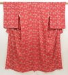 Photo1: 5413T08z450 Vintage Japanese Kimono Silk KOMON Plum blossom Dark red (1)