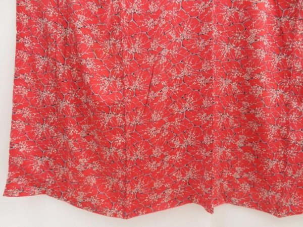 Photo4: 5413T08z450 Vintage Japanese Kimono Silk KOMON Plum blossom Dark red (4)