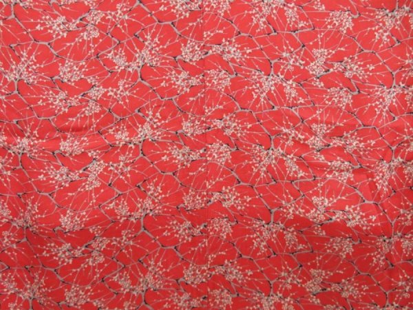 Photo5: 5413T08z450 Vintage Japanese Kimono Silk KOMON Plum blossom Dark red (5)