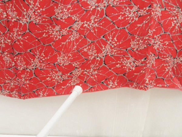 Photo8: 5413T08z450 Vintage Japanese Kimono Silk KOMON Plum blossom Dark red (8)