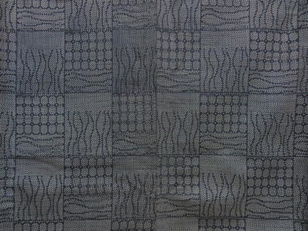Photo5: 5413T09z820 Vintage Japanese Kimono Silk TSUMUGI  Dark navy-Gray (5)