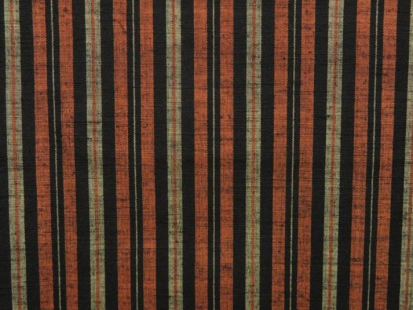 Photo6: 5413T10z720 Vintage Japanese Kimono Silk TSUMUGI Stripe Orange-Brown (6)