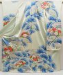 Photo1: 5413T12z1040 Vintage Japanese Kimono Silk FURISODE Folding fan Soft green (1)