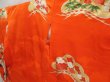 Photo2: 5413T13z930 Vintage Japanese Kimono Silk FURISODE Pine Orangered (2)