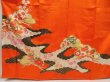 Photo5: 5413T13z930 Vintage Japanese Kimono Silk FURISODE Pine Orangered (5)
