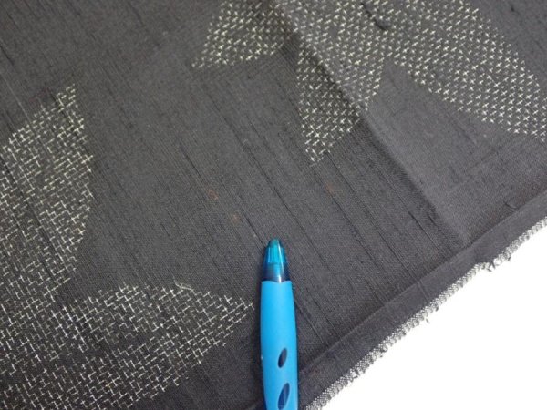 Photo7: 3L01z60  Japanese Kimono Silk TSUMUGI FABRIC Maple Black-Gray 38.6x14.2 (7)