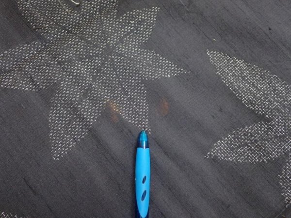 Photo6: 3L04z80  Japanese Kimono Silk TSUMUGI FABRIC Maple Black-Gray 60.2x14.4 (6)