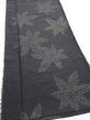 Photo2: 3L05z80  Japanese Kimono Silk TSUMUGI FABRIC Maple Black-Gray 59.4x14.6 (2)