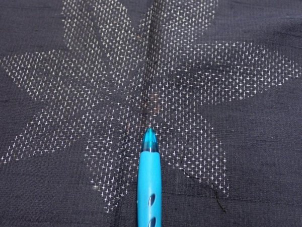 Photo6: 3L05z80  Japanese Kimono Silk TSUMUGI FABRIC Maple Black-Gray 59.4x14.6 (6)