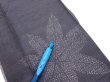 Photo6: 3L09z20  Japanese Kimono Silk TSUMUGI FABRIC Maple Black-Gray 33.9x6.9 (6)