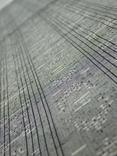 Photo4: 3L01z50 Vintage Japanese Kimono Silk TSUMUGI FABRIC  Gray 37.4x14.2 (4)