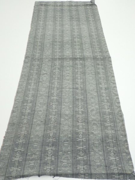 Photo5: 3L02z50 Vintage Japanese Kimono Silk TSUMUGI FABRIC  Gray 37.8x14.4 (5)