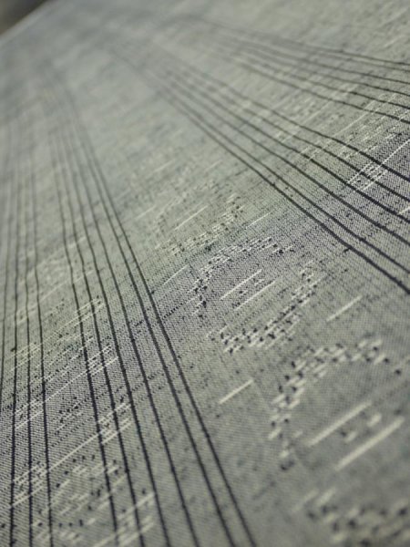 Photo4: 3L03z80 Vintage Japanese Kimono Silk TSUMUGI FABRIC  Gray 65.7x14.4 (4)