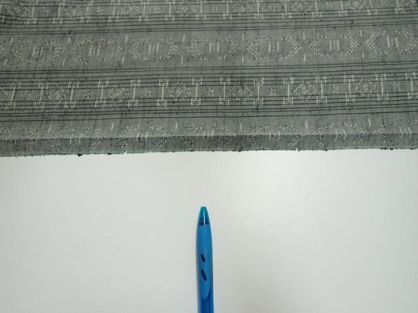 Photo6: 3L03z80 Vintage Japanese Kimono Silk TSUMUGI FABRIC  Gray 65.7x14.4 (6)