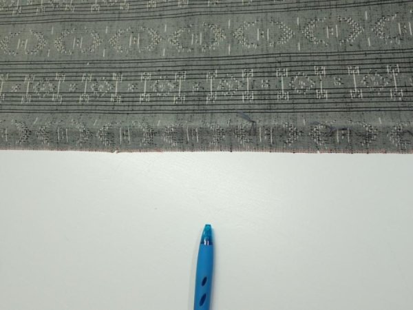 Photo6: 3L06z80 Vintage Japanese Kimono Silk TSUMUGI FABRIC  Gray 66.1x14.4 (6)