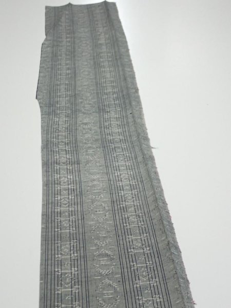Photo3: 3L07z40 Vintage Japanese Kimono Silk TSUMUGI FABRIC  Gray 57.5x7.3 (3)