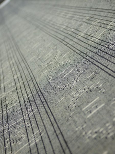 Photo4: 3L08z40 Vintage Japanese Kimono Silk TSUMUGI FABRIC  Gray 57.5x7.3 (4)