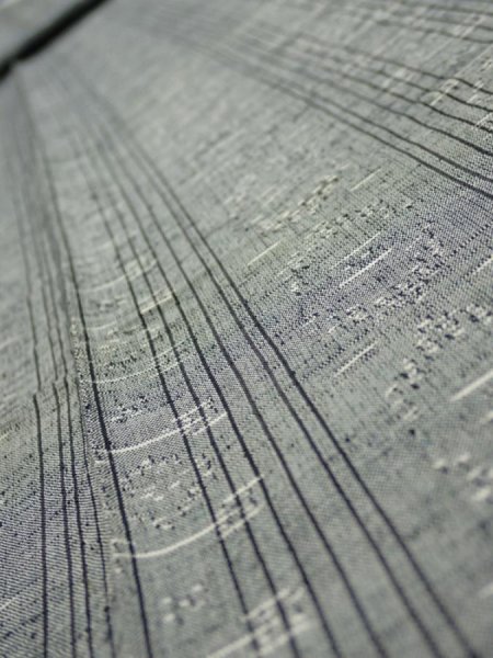 Photo4: 3L09z50 Vintage Japanese Kimono Silk TSUMUGI FABRIC  Gray 76.8x6.9 (4)