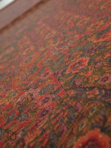 Photo4: 3L01z60  Japanese Kimono Silk  FABRIC Flowers Dark red 40.9x14.4 (4)