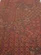 Photo1: 3L06z100  Japanese Kimono Silk  FABRIC Flowers Dark red 66.1x14.6 (1)