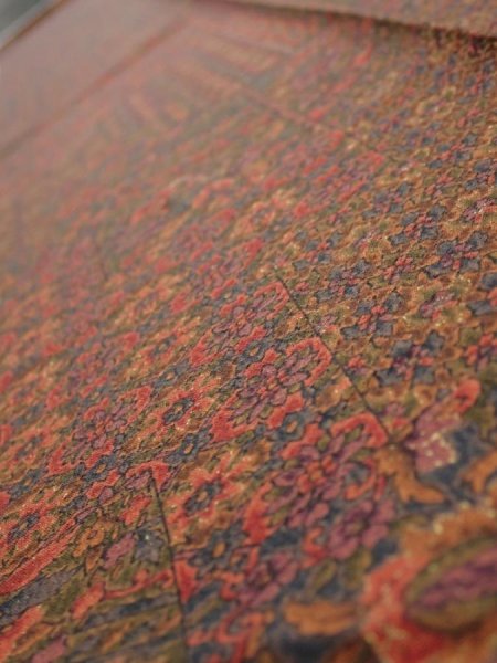 Photo4: 3L07z50  Japanese Kimono Silk  FABRIC Flowers Dark red 59.4x7.7 (4)