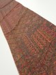 Photo2: 3L10z30  Japanese Kimono Silk  FABRIC Flowers Dark red 37.4x6.7 (2)