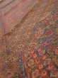 Photo5: 3L10z30  Japanese Kimono Silk  FABRIC Flowers Dark red 37.4x6.7 (5)
