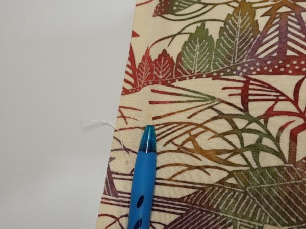 Photo6: 3L04z80  Japanese Kimono Silk  FABRIC Scenery Light cream 57.1x14.2 (6)