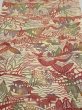 Photo1: 3L05z90  Japanese Kimono Silk  FABRIC Scenery Light cream 58.7x14.2 (1)