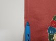 Photo8: 3L01z60  Japanese Kimono Crepe Silk  FABRIC Swallow Orange-Brown 41.3x13.8 (8)
