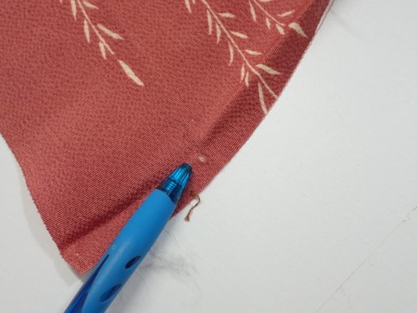 Photo7: 3L05z90  Japanese Kimono Crepe Silk  FABRIC Swallow Orange-Brown 64.6x13.8 (7)