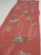 Photo3: 3L06z90  Japanese Kimono Crepe Silk  FABRIC Swallow Orange-Brown 64.2x13.8 (3)