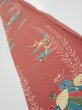 Photo1: 3L07z40  Japanese Kimono Crepe Silk  FABRIC Swallow Orange-Brown 56.7x7.1 (1)