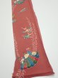 Photo2: 3L07z40  Japanese Kimono Crepe Silk  FABRIC Swallow Orange-Brown 56.7x7.1 (2)