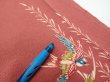 Photo6: 3L07z40  Japanese Kimono Crepe Silk  FABRIC Swallow Orange-Brown 56.7x7.1 (6)