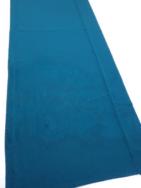 Photo2: 2i01z90  Japanese Kimono Silk  FABRIC Festival Deep cyan 65.0x14.4 (2)