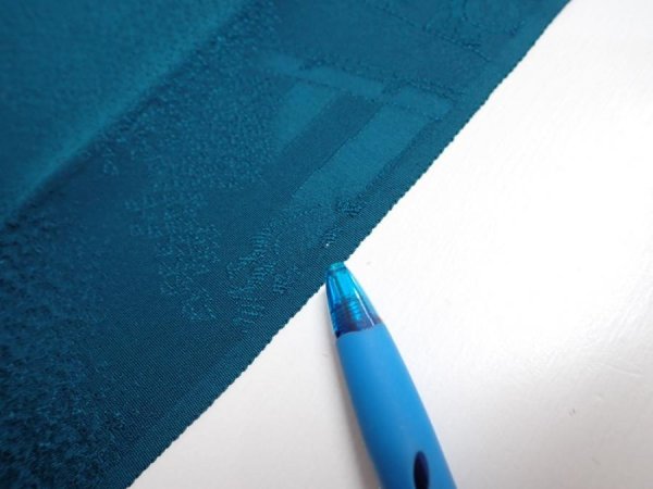 Photo8: 2i01z90  Japanese Kimono Silk  FABRIC Festival Deep cyan 65.0x14.4 (8)