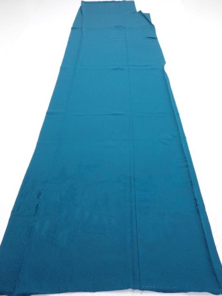 Photo9: 2i02z140  Japanese Kimono Silk  FABRIC Festival Deep cyan 56.7x18.1 (9)