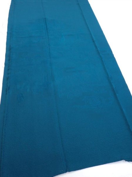 Photo2: 2i03z140  Japanese Kimono Silk  FABRIC Festival Deep cyan 57.5x18.1 (2)