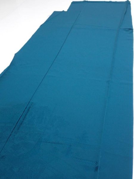Photo3: 2i03z140  Japanese Kimono Silk  FABRIC Festival Deep cyan 57.5x18.1 (3)