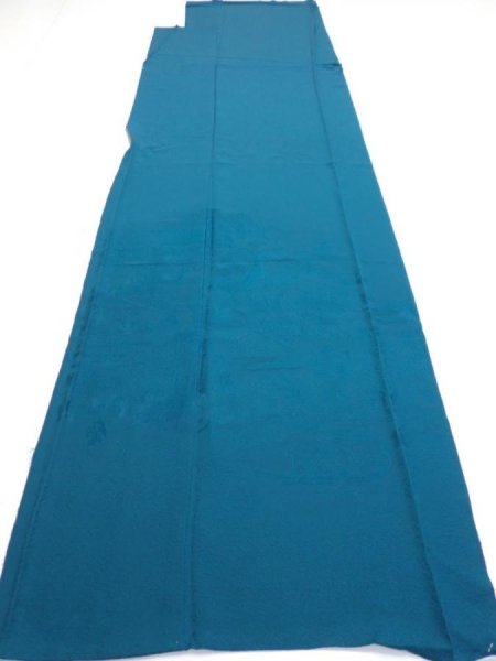 Photo5: 2i03z140  Japanese Kimono Silk  FABRIC Festival Deep cyan 57.5x18.1 (5)